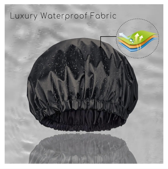 Silk Lined Shower Cap for Women,Reusable,Adjustable Size, Washable - Picture 2 of 7